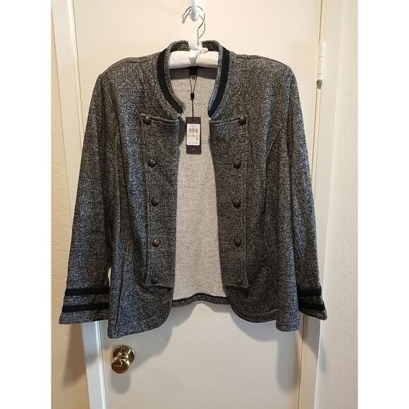Tommy Hilfiger Band Jacket Military Charcoal Gray Womens Size 2X Knit NWT $119.5 - Picture 2 of 11